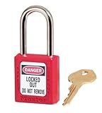 Master Lock 410MKRED Master Keyed Safety Lock Padlock, Red