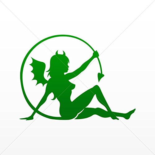 Sticker Sexy Devil Evil Satan Hell Tablet Laptop Weatherpro Green Dark (20 X 14.7 Inches)
