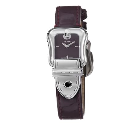 Fendi B. Fendi Ladies Shiny Dark Red Leather Strap Buckle Shaped Watch F370277 from designer Fendi