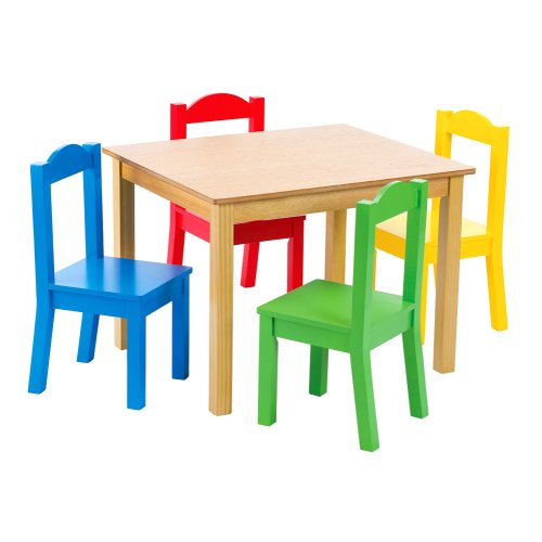 Tot Tutors Kids' Table and 4-Chair Set, Primary Wood