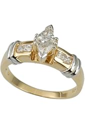 Trillion Cut Cubic Zirconia Yellow-Gold Plated Silver Engagement Ring SPJ