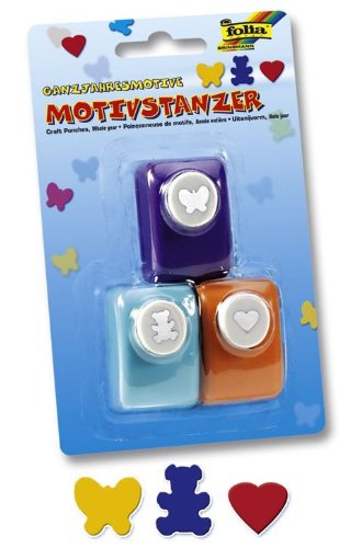 Bringmann folia 3er-Set Motivlocher 7019 Herz, B?r, Schmetterling