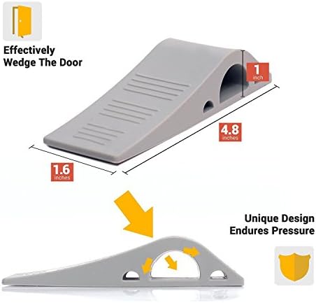 Sagenico Door Stopper set of 4 With Holders Gray Premium Wedge rubber Door Stop for All Floor Surfaces