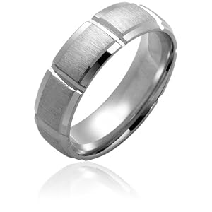 14k White Gold 6.5mm Comfort Fit White Gold Engraved Wedding Band