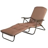 Outdoor Patio Padded Sling Folding Lounger - Brown - Set of 4