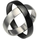 Black & Silver Stainless Steel Twistable Spinning 5mm Band Ring