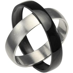 Black &amp; Silver Stainless Steel Twistable Spinning 5mm Band Ring (Size 5): Dahlia: Jewelry