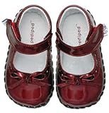 Pediped Isabella Leather Infant Baby Toddler Mary Janes Shoes Patent Red