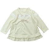 【H28年春物】(日本製) Pample Mousse(パンプルムース) キラメキタック天竺レース付きTシャツ 90cm/IV NO.DP-61208