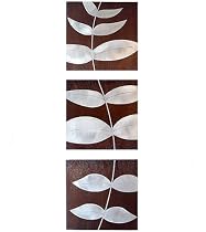 Contemporary Aluminum and Wood Triptych, Leafy Vine
