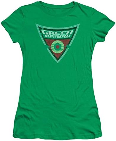 Green Arrow Shield Ladies Junior Fit T-Shirt Small Kelly Green