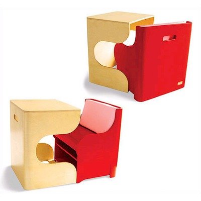 Klick Desk and Cube Chair in Red