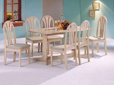All new item 7 pc white washed finish dining table set