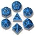 Q-Workshop Polyhedral 7-Die Set: Carved Dragon Dice Set (Blue and Black)
