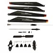Updated Main Blade set A B 9053-04+Quick Wear Parts(balance bar/connect buckle/main blade grip set/bottom fan clip/inner shaft/tail blade for The Double Horse 9053 Gyro Helicopter