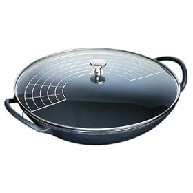 Staub 37CM WOK & GLASS LID BLACK