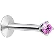 16 Gauge Purple 2mm Gem Internally Threaded Labret Monroe Tragus