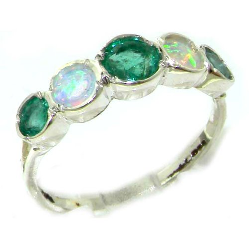 Click To Solid English Sterling Silver Womens Emerald & Opal Eternity Band Ring - Finger Sizes 5 to 12 Available Details... Solid English Sterling Silver Womens Emerald & Opal Eternity Band Ring - Finger Sizes 5 to 12 Available