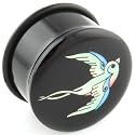 Single Acrylic Single Flared Logo Plug: 0g Sparrow Right
