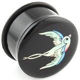 Single Acrylic Single Flared Logo Plug: 00g Sparrow Right