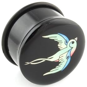 Single Acrylic Single Flared Logo Plug: 00g Sparrow Right