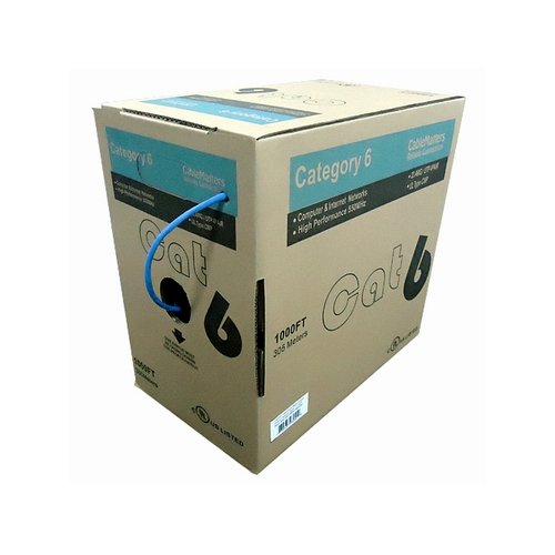 Cable Matters 1000FT Cat 6 Bulk Bare Copper Ethernet Network Cable UTP, Solid, Plenum Jacket (CMP), 550MHz, 23AWG - Blue