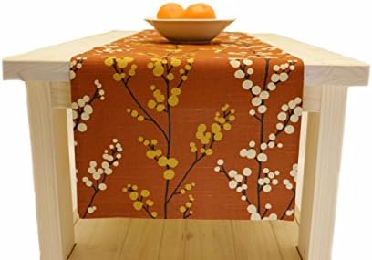 Table Runner Brown Rust Floral Table Linens 120 inch long - Rust Vines