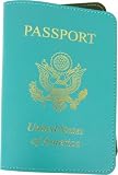 Baekgaard Leather Brights Teal Blue Tobacco Brown genuine leather embossed passport holder