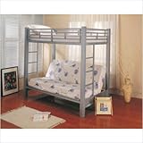 Coaster Futon Metal Bunk Bed in Silver Finish, Twin