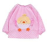 【SEBLES】 キッズ ベビー ひよこ ピヨピヨ キュート エプロン スモック 幼稚園 お絵かき 全4色 サイズ 80 90 100 クロスセット (ピンク,90)