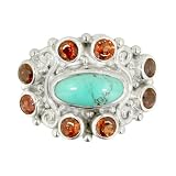 Sterling Silver, Turquoise and Garnet Ring by Sajen
