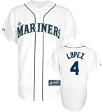 Jose Lopez Jersey: Adult 2010 Majestic Home White Replica #4 Seattle Mariners Jersey