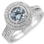 AAA Blue Aquamarine & Diamonds Engagement/Wedding Ring Band Set 14k White Gold