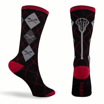 Lacrosse Socks - Argyle Crew Socks - Red/Black (One Size Fits All)