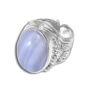 Sterling Silver Blue Lace Agate Ring by Sajen, Size 7 by