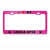 Lhasa Apso Paw Love Heart Pet Dog Metal License Plate Frame Tag Holder