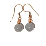 Angelite Earrings 01 Dangle 10mm Glacier Blue Gemstone Copper Crystal Healing Beaded Angel Stone 1.3