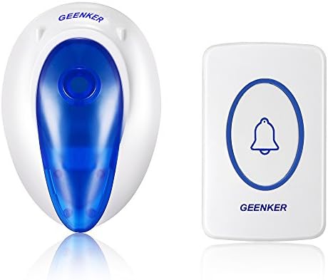 Chime, GEENKER Wireless Doorbell Plug-in Wireless Door Chime Receiver (No Batteries Required) and Push Button Transmitter Operating up to 600 feet Range LED Flash 36 Ringtones 4-Level Volume