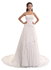 Strapless Beaded  Lace Chiffon/Polyester/Viscose Party Dress  with a Chapel Train  With Ruffles