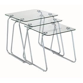 Adesso Slice Nesting Tables, Chrome Glass by Adesso