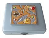 Saffron Gem Leaf Mirror Pill Box