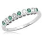 10k White Gold Bezel-Set Emerald and Diamond "Cheerful" Stack Ring, Size 6