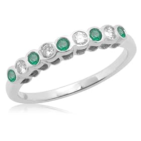 Buy 10k White or Yellow Gold Bezel-Set Emerald and Diamond Cheerful Stack Ring by Amazon.com Collection