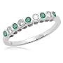 10k White or Yellow Gold Bezel-Set Emerald and Diamond "Cheerful" Stack Ring