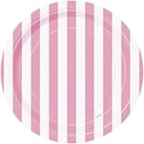 Light Pink Striped Dessert Plates, 8ct