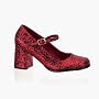 GOGO 3 Inch Womens Sexy Mary Jane Shoe Ruby Slippers Ankle Strap Red Glitter Halloween Dorothy Shoe