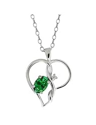0.69 Ct Oval Green Created Emerald 925 Sterling Silver Pendant With 18" Chain