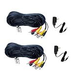 VideoSecu 2 Pack 150 Feet Audio Video Power Security Camera Cables 2 of 12V DC 500mA Power Supplies for CCTV DVR Security System CGD