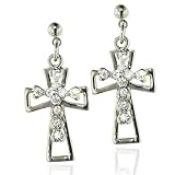 Rhinestone Covered Cross Dangle Earrings