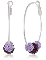 Sterling Silver Clutchless Clear Crystal Fireballs Hoop Earrings